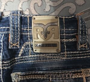 Rock Revival Dark Blue Stitch Detail Men's Jeans